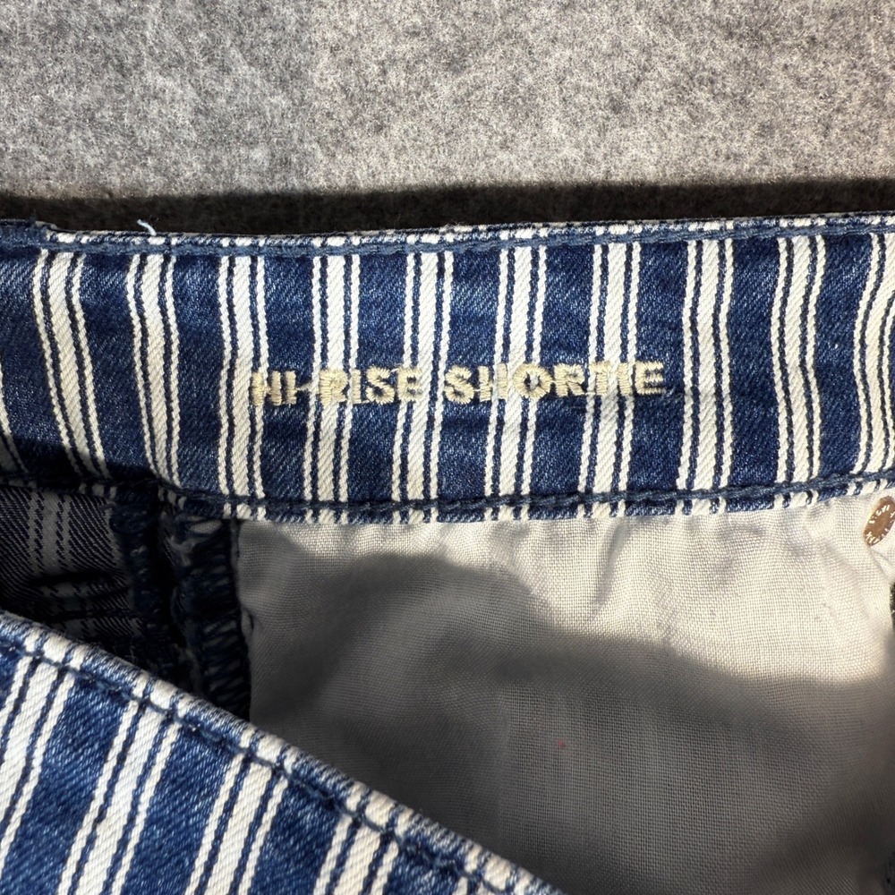 American Eagle Outfitters Blue White Stripe Hi Rise Shortie Shorts‎ Women Size 6 - Picture 4 of 10